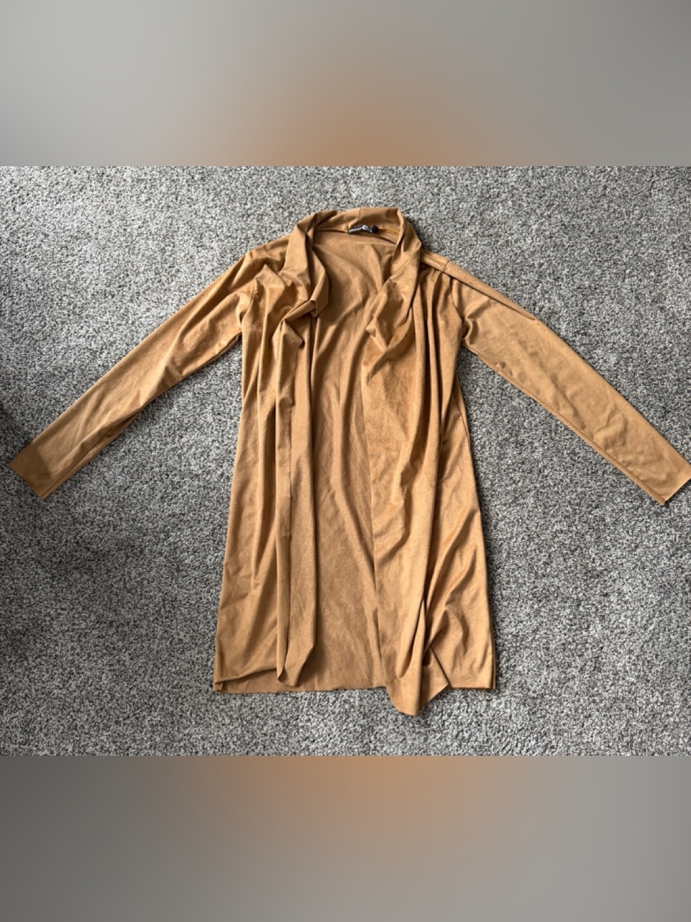 Boohoo Camel Open-Front Longline Cardigan